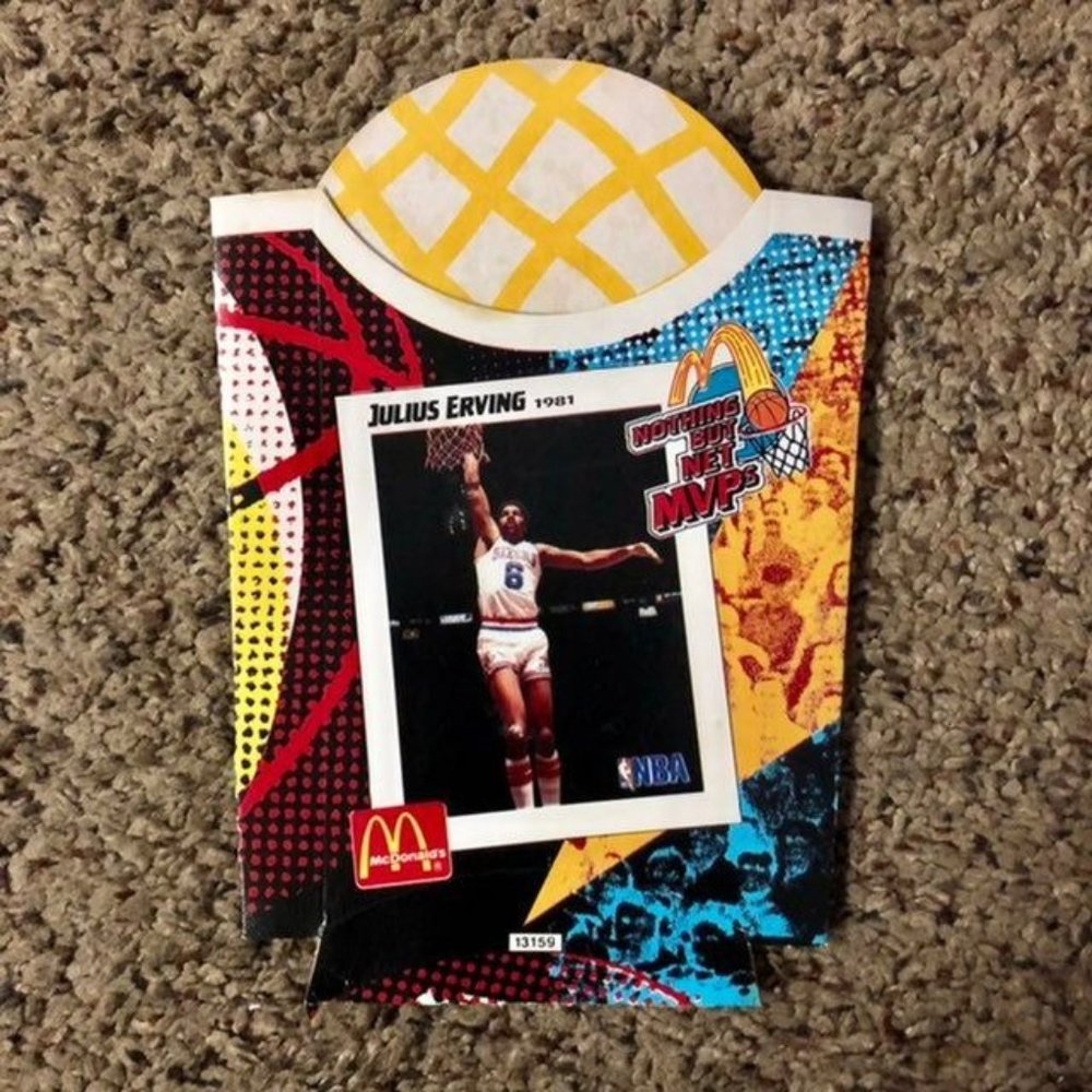 1993 McDonalds Philadelphia 76ers Julius Erving 1982 MVP Player French Fry Conta